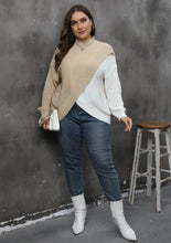 Load image into Gallery viewer, Winter Patchwork Plus Size Sweater Women Mock Neck Large Pullover Ladies Loose Oversize Jumper Big Jerseys Curvy Knitwear
