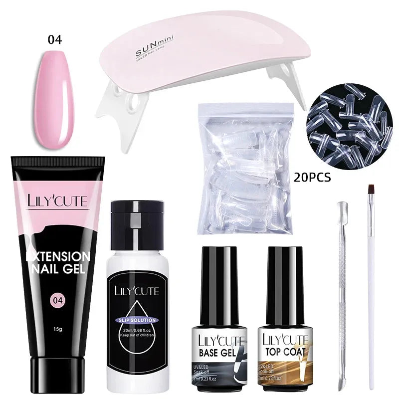 15ml Nail Extension Gel Set With 36W LED Lamp Tool Full Manicure Kit Finger Quick Extend Construction Hard Gel Varnish - Shop & Buy