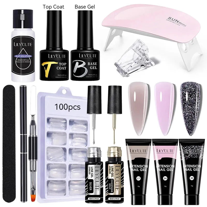 Nail Gel Set 6W LED Lamp Full Manicure Set Vernis Semi Permanent Quick Extension Nail Kit Gel Set For Nails Tool Kit - Shop & Buy