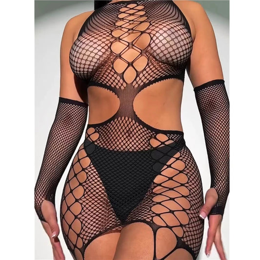 Sexy Sleepwear Women's Fashion Bodysuit Erotic Mesh Perspective Temptation Tight Lingerie Fishnet Beach Full Body Stockings