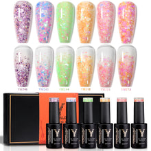 Load image into Gallery viewer, 6Pcs Gel Nail Polish Set 10ML Summer Glitter Gel Polish Macaron Rainbow Colors 2024 Gel Polish Kit Trendy Nail Art
