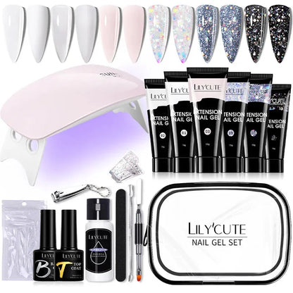 15ML Manicure Set Quick Nail Extension Gel With 6W UV Lamp Dryer Finger Extend Mold Slip Solution Nail Art Tools Kit - Shop & Buy