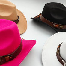 Load image into Gallery viewer, New Western Hat Men Women Cowboy Style Leather Hats Wool Chapeu Western Gentleman South States
