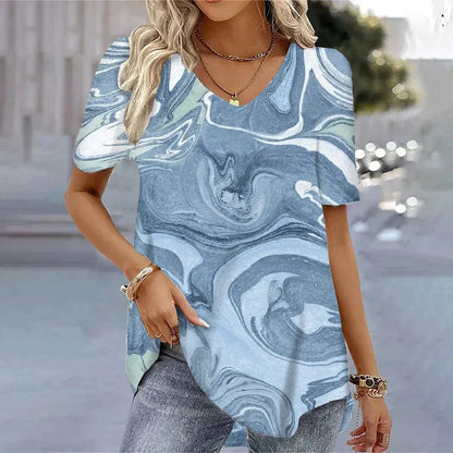 Women's 3d Bohemia Printed T shirts V-neck Short Sleeved Tops Fashion Hawaii Style Blouse Tops - Shop & Buy