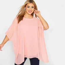 Load image into Gallery viewer, Plus Size Loose Batwing Sleeve Elegant Summer Cape Blouse Women 3/4 Sleeve Casual Work Office Tunic Tops
