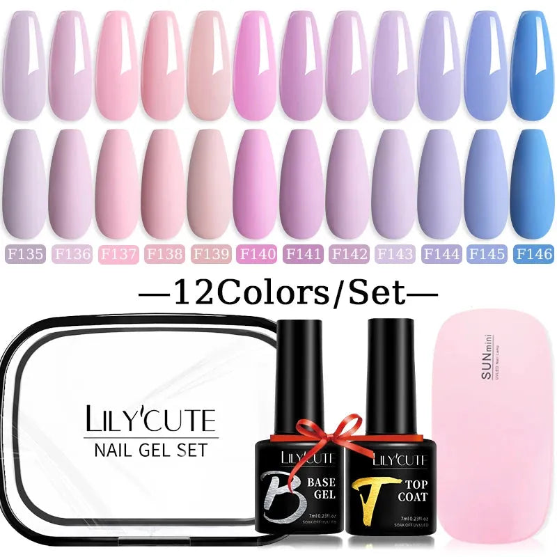 12PCs 7ml Spring Macaron Nail Gel Polish Set Semi Permanent UV Gel For Manicure Soak Off Gel Nail Polish Kit Varnishes - Shop & Buy