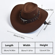 Load image into Gallery viewer, New Artificial Suede Western Cowboy Hats Vintage Big-edge Gentleman Cowgirl Jazz Hat Holidays Party Cosplay Hat
