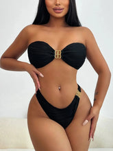 Load image into Gallery viewer, Sexy Bandeau Bikini Set Women Metal Ring Push Up Bra Micro Swimsuit
