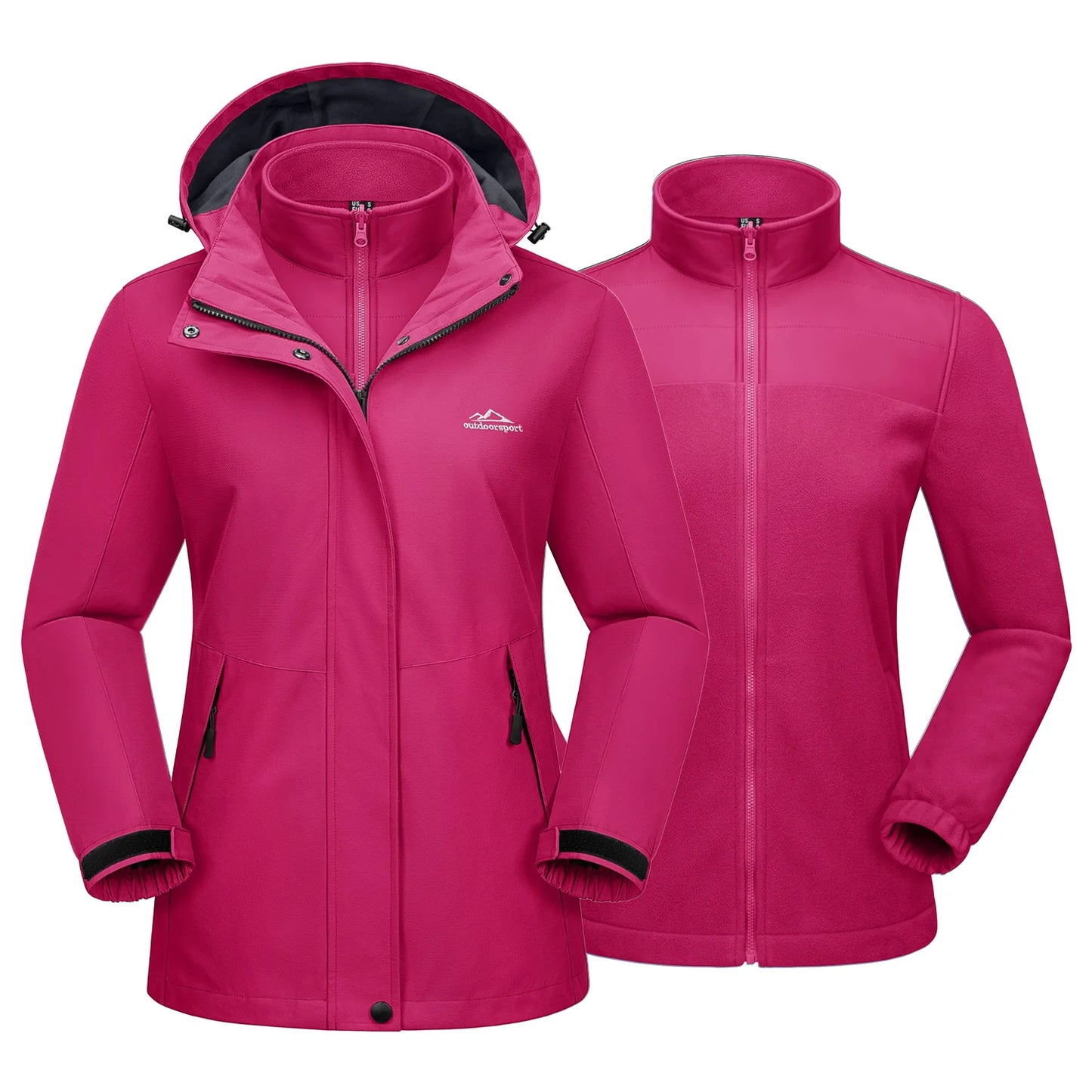 Womens 3 In 1 Ski Jacket Waterproof Winter Snow Jacket Fleece Lined Outdoor Hiking Rain Jacket Coat Windbreaker Parka - Shop & Buy