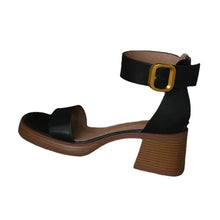 Load image into Gallery viewer, PU Mid Heel Sandals High Quality Buckle Strap Ladies Shoes Solid Shallow Square Heel Fashion Women&#39;s Sandals
