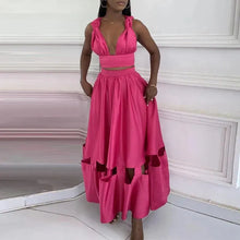 Load image into Gallery viewer, New Temperament Solid Color Club Party Set Sexy Lady V-Neck Strap Top and Long Skirt Suit
