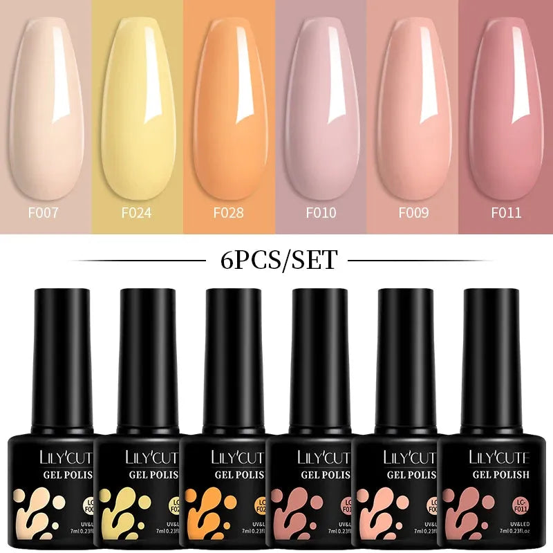 6Pcs/Set Macaron Color Gel Nail Polish Set Kit Spring 6 Colors UV LED Nail Art Gel Vernis Semi Permanent Base Top Coat - Shop & Buy