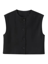 Load image into Gallery viewer, Summer New Round Neck Sleeveless Single-Breasted Buttoned Slim Fit Vest Top
