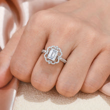 Load image into Gallery viewer, Vintage Emerald Cut Wedding Engagement Rings for Women Promise Ring 925 Sterling Silver
