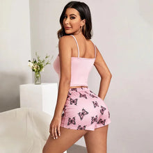 Load image into Gallery viewer, Summer Sexy Pajamas Butterfly Print Cami Pajamas Set Fashion Home Ladies Underwear Two Pieces Set
