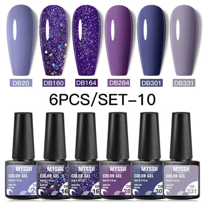 6PCS/SET Color Nail Gel Polish Set Kits  Base Top Coat  Varnish Soak Off UV Gel LED Semi Permanent All For Manicure Nail Art - Shop & Buy