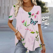 Load image into Gallery viewer, 3D Butterfly Printed Short Sleeve T-shirt Korean Style Women&#39;s Clothes
