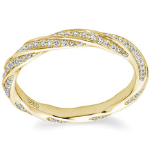 Load image into Gallery viewer, Moissanite Wedding Band 14K Yellow Gold Plated 925 Sterling Silver Twist Eternity Rings
