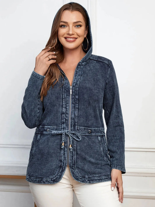 Women's Plus Size Denim Jacket Women's Casual High End Stretch Knit Denim Jacket - Shop & Buy