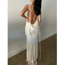 Load image into Gallery viewer, Women Sleeveless Long Bodycon White Maxi Dresses Sexy Elegant Backless Halter Solid Color Cocktail Party Dress
