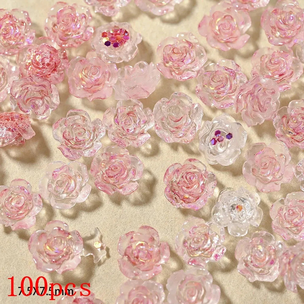 500-600pcs Bow Flower Nail Art Resin Decorations Mix Shapes Nail Charms Press on Manicure Supplies - Shop & Buy