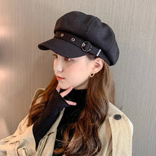 Load image into Gallery viewer, Autumn and Winter Women&#39;s Hat Octagonal Duck Tongue Baseball Artist Hat Retro Fashion Cotton Rivet British Cap
