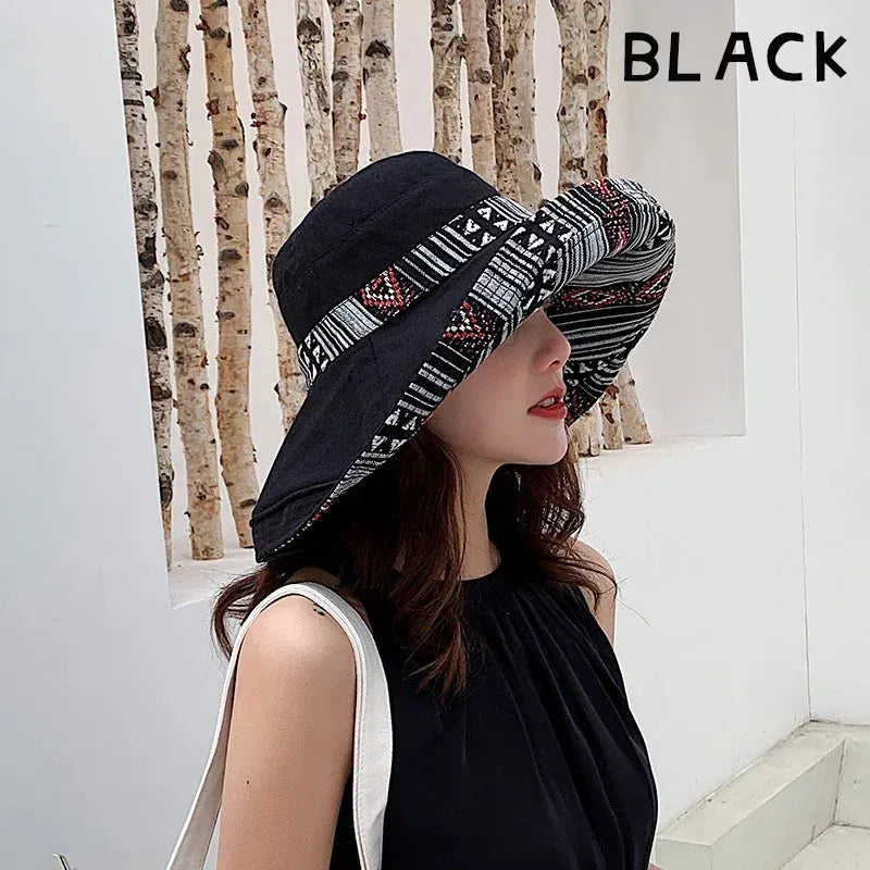 Women's Hat Bucket Hat Fashion All-match Four Seasons Big Brim Panama Basin cap Double-Sided Fisherman Hat - Shop & Buy