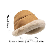 Load image into Gallery viewer, Winter Soft Thickened Plush Bucket Hat Large Size Warm Rabbit Fur Hats For Women Flat Top Windproof Panama Outdoor Warm Beanies
