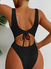 Load image into Gallery viewer, White Black One Piece Swimsuit for Women Summer Beach Vacation Ribbed Monokini
