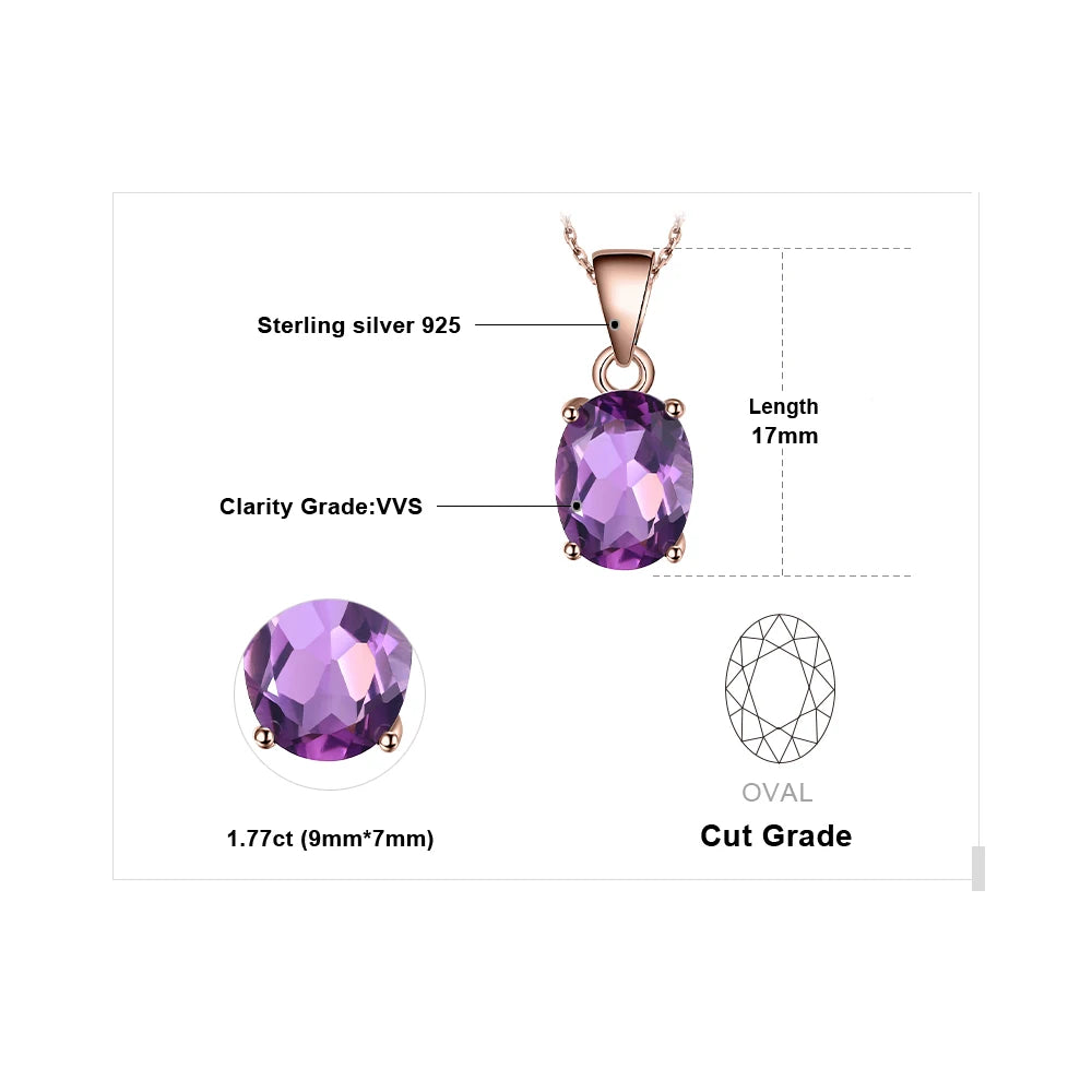 Rose Gold Yellow Gold Plated Natural Amethyst Citrine Garnet Topaz 925 Sterling Silver Pendant Necklace No Chain