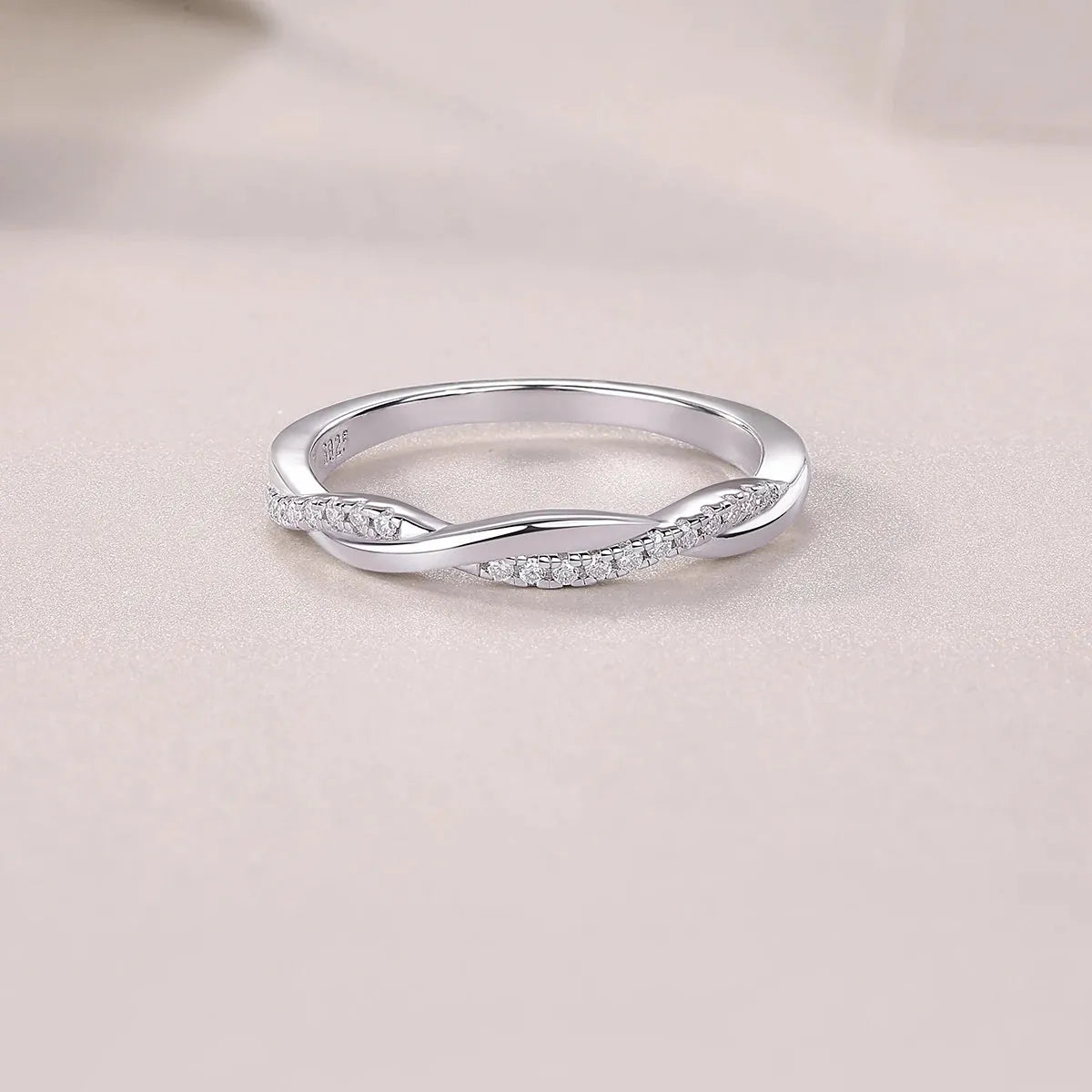 Womens Moissanite Eternity Band, 925 Sterling Silver Twist Infinity Wedding Band Ring Anniversary Gift For Her - Shop & Buy