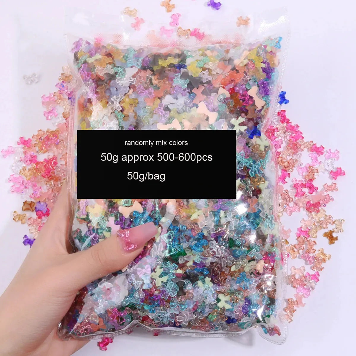 500-600pcs Bow Flower Nail Art Resin Decorations Mix Shapes Nail Charms Press on Manicure Supplies - Shop & Buy