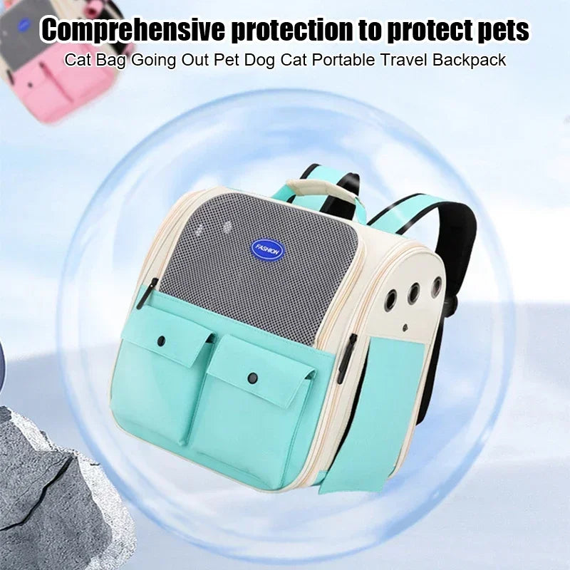 Pet Backpack Expandable Carrier Bag Portable Cat Small Dogs Outdoor Carrier Foldable Ventilated Design Large Cat Dog Backpack