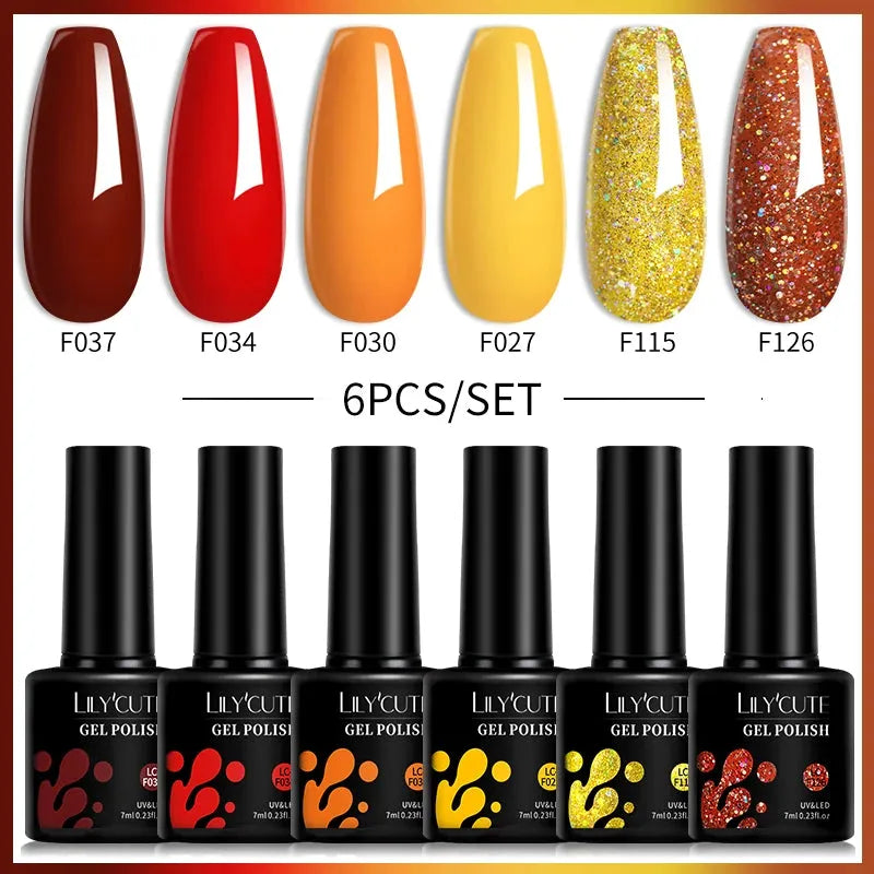 6Pcs/Set Fluorescent Neon Colors Gel Nail Polish Set Vernis Semi Permanent Soak Off UV Nail Art Gel for Home Nails DIY - Shop & Buy