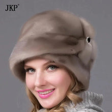 Load image into Gallery viewer, Fashion Female Woman Hats Keep Warm Winter Hat Bonnets for Women Luxury Wedding Ceremony Elegant Real Mink Fur Caps
