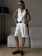 Load image into Gallery viewer, Summer Womem Chic Vest Shorts Suit Two-Piece Set Office Ladies Chic
