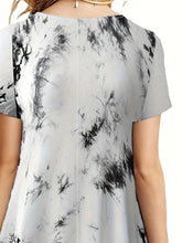 Load image into Gallery viewer, Plus Size Casual Dress, Women&#39;s Plus Tie Dye Short Sleeve Round Neck Slim Fit Dress
