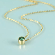 Load image into Gallery viewer, Dark Emerald CZ 925 Sterling Silver Boho Style Necklace-Iridescent Gemstone Bezel Minimalist Necklace Gift For Her
