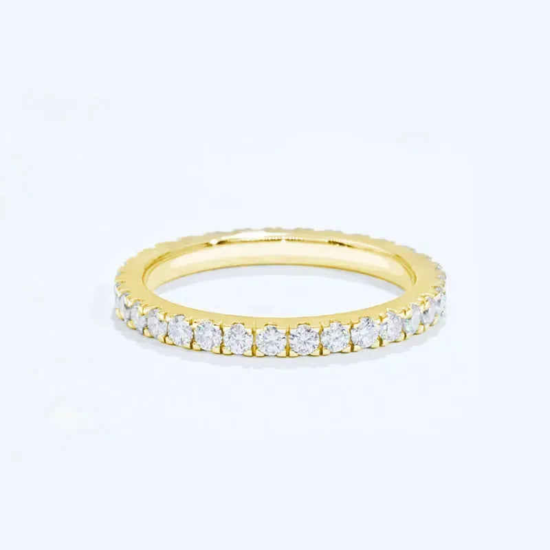 Yellow Gold Plated 925 Sterling Silver 1CT Moissanite Eternity Wedding Ring For Women - Shop & Buy