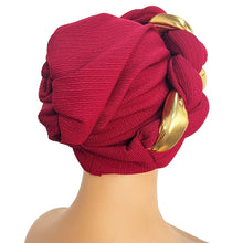 Load image into Gallery viewer, African Turban Cap Headdress Women&#39;s Pleated Hat Hair Accessories Arab Wrapped Muslim Hijab
