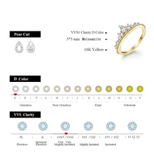 Load image into Gallery viewer, Pear Cut 5*3mm Real 925 Sterling Silver Yellow Gold Plated Moissanite Ring
