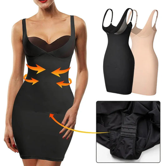 Women's Full Slip Adjustable Spaghetti Strap Camis Mini Dress Deep V Neck Underbust Push Up Breast Underdress Smooth Body Shaper - Shop & Buy