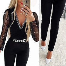 Load image into Gallery viewer, Jumpsuits Women One Piece V Neck Full Sleeve Tight High Waist Overalls
