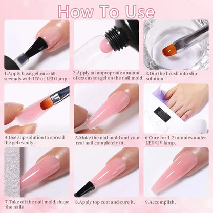 15ML Quick Extension Gel Kit All for Manicure Gel Nail Extension Set Slip Solution Acrylic Gel Polish Nail Art DIY Tool - Shop & Buy