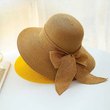 Load image into Gallery viewer, New Summer Sunscreen Hat Bowknot Straw Hat for Women Fashion Wide Brim Sunhat Beach Cap
