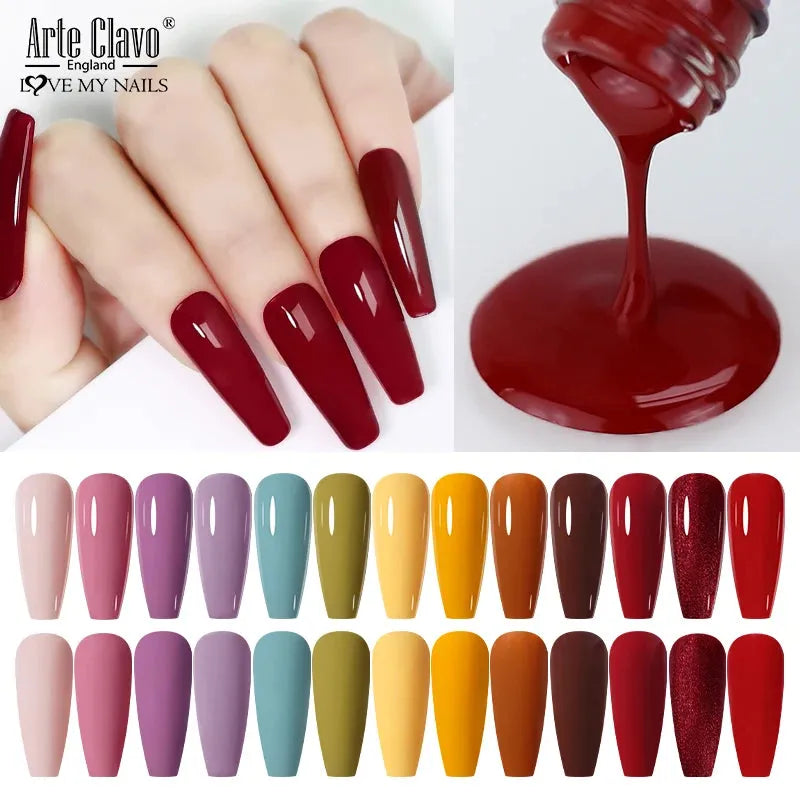 Cherry Red Color Gel Nail Polish Semi Permanent Gel Varnishes For Christmas Nail Art Design Glass Bottle Top Colorcard - Shop & Buy