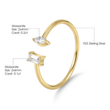 Load image into Gallery viewer, 925 Sterling Silver Baguette &amp; Marquise  Moissanite Wedding Band Dainty Gold Open Adjustable Ring Gift For Her
