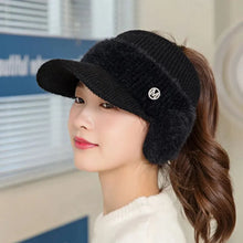 Load image into Gallery viewer, New Autumn Winter Fashion Women&#39;s Knitted Fleece Hat Ladies With Earflaps Hats Empty Top Baseball Cap For Female
