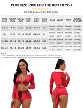 Load image into Gallery viewer, Christmas Suit Underwear Women Erotic Lenceria Long-sleeved Tie-up Holiday Costume Sexy Lingerie Plus Size Two Pieces Short Sets
