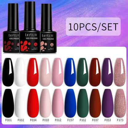 10PCS/Set Gel Nail Polish Brown Earth Coffee Color Series Gel Semi Permanent UV LED Gel Nail Art Soak Off Nail Gel Set - Shop & Buy